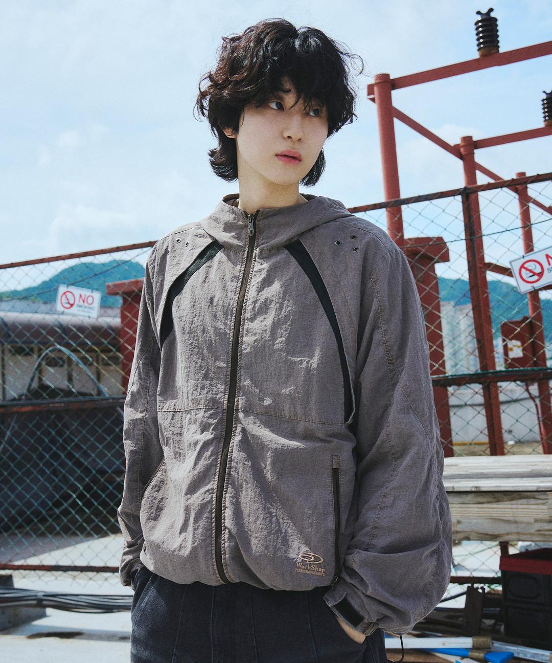 피그먼트 나일론 메쉬 자켓 모카 브라운