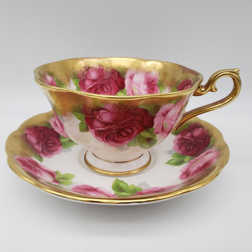 [앤틱S]로얄알버트 올드 잉글리쉬 로즈 헤비골드 찻잔 티잔 피오니잔