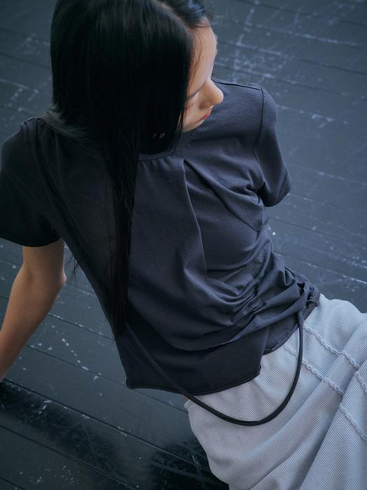 DRAPE LAYERED T-SHIRT, CHARCOAL