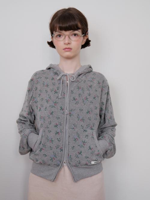 플라워 테리 후드 집업