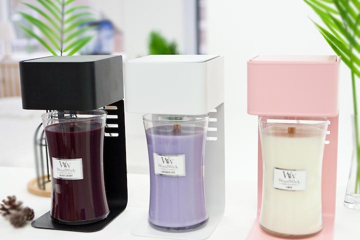 카페(Cafe) 캔들워머+우드윅캔들 라지자+전구2개 세트(빛조절/타이머)