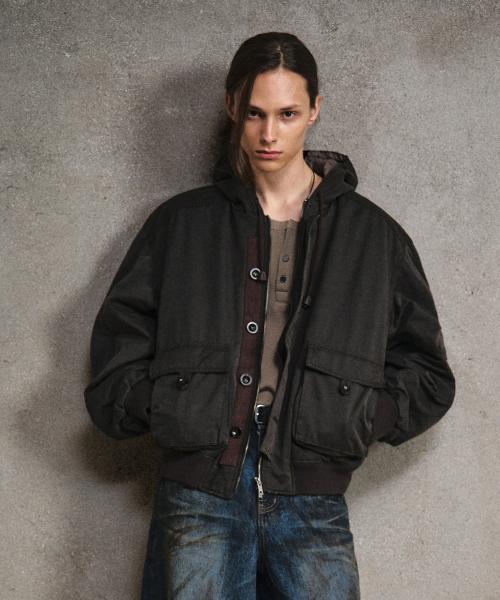 디트로이트 스톤 워시드 후디 자켓 다크브라운