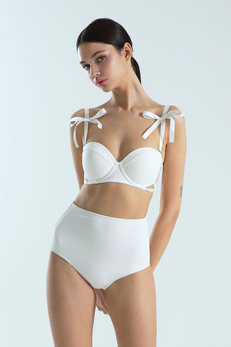 리본베이직 비키니 브라 (White)