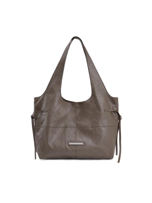 SIDE STRING LEATHER BIG SHOULDER BAG IN BROWN