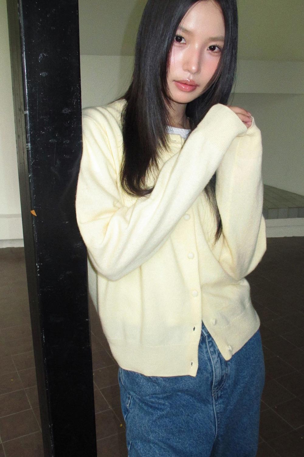 (woman) 울 브리즈 라운드 가디건_Yellow