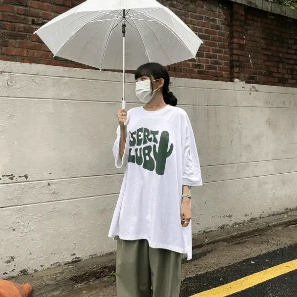 (3COLOR) 오버핏 선인장 빅반팔티 (롱반팔티, 오버핏반팔티, 오버반팔, 여름반팔티, 롱티)