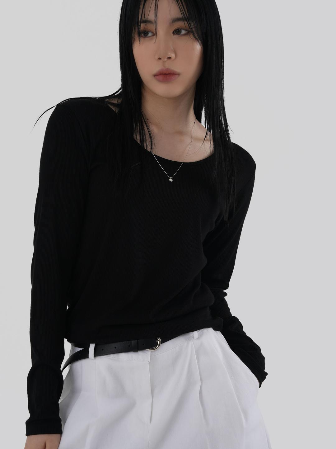 어텀 골지유넥티셔츠