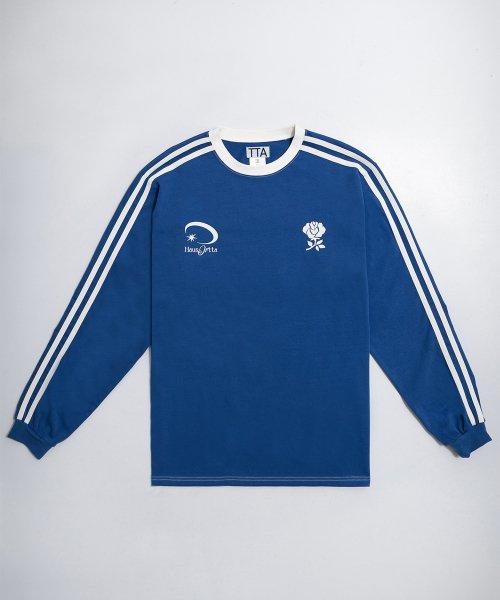 HAUS FLOCKING PRINT L/S TSHIRTS-CHELSEA BLUE