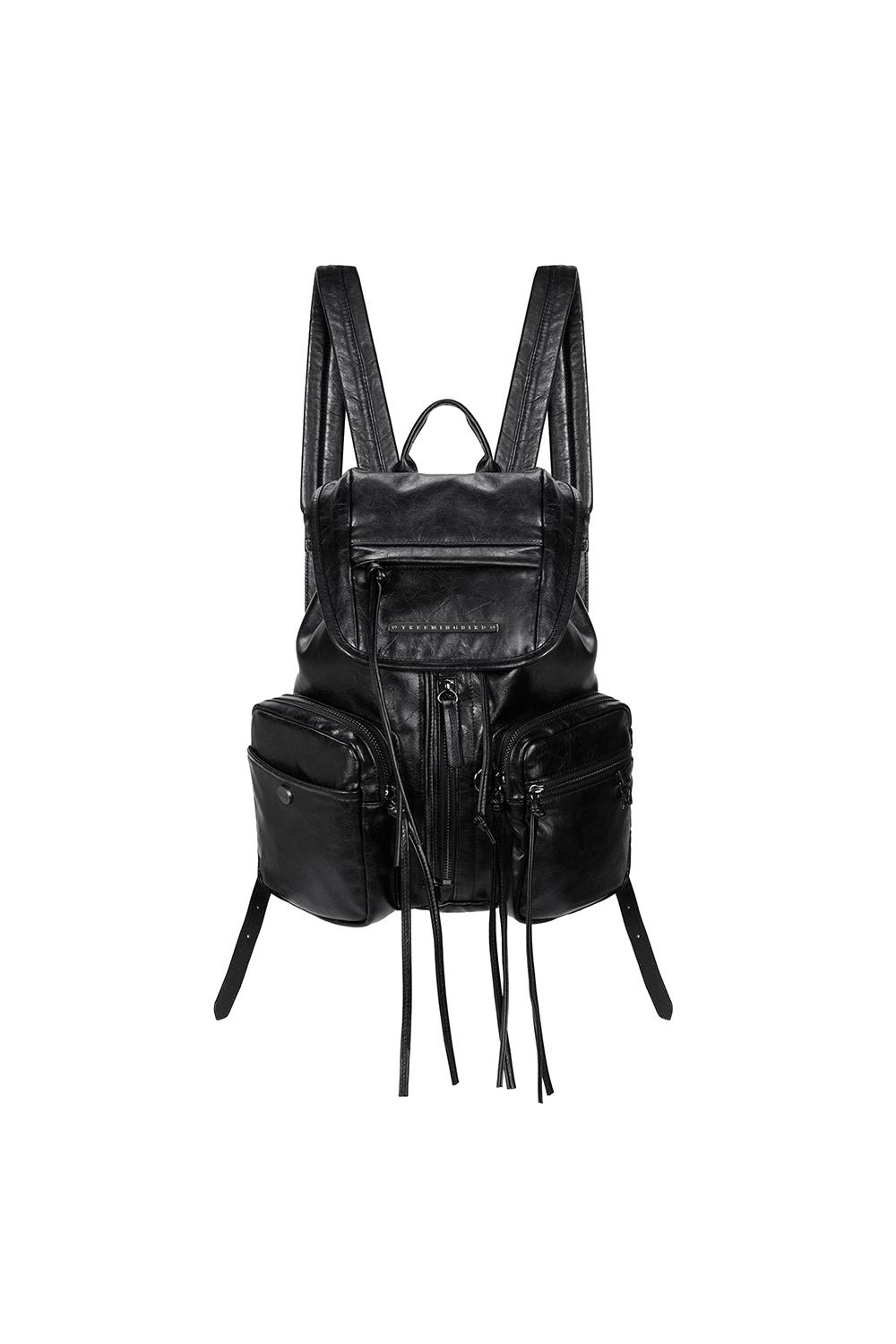 Zipper Finishing Flap Mini Back Pack [ Black ]