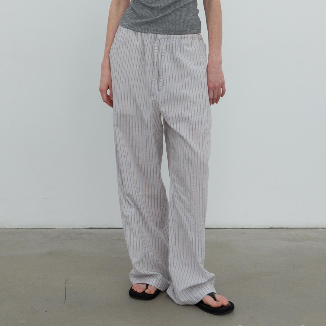 믹스 스트라이프 밴딩 팬츠 (라이트 그레이)