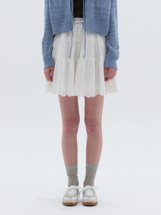 아일렛 티어드 스커트 아이보리