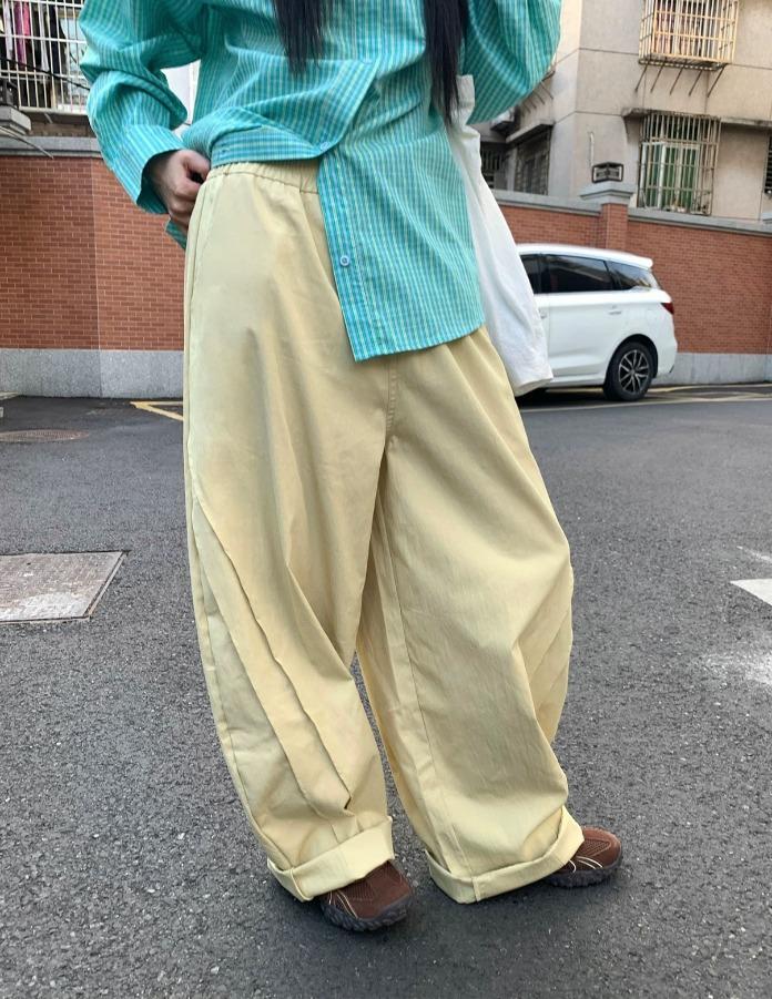 CCKOK 커브드 블레이드 캐주얼 와이드 팬츠 (2color)