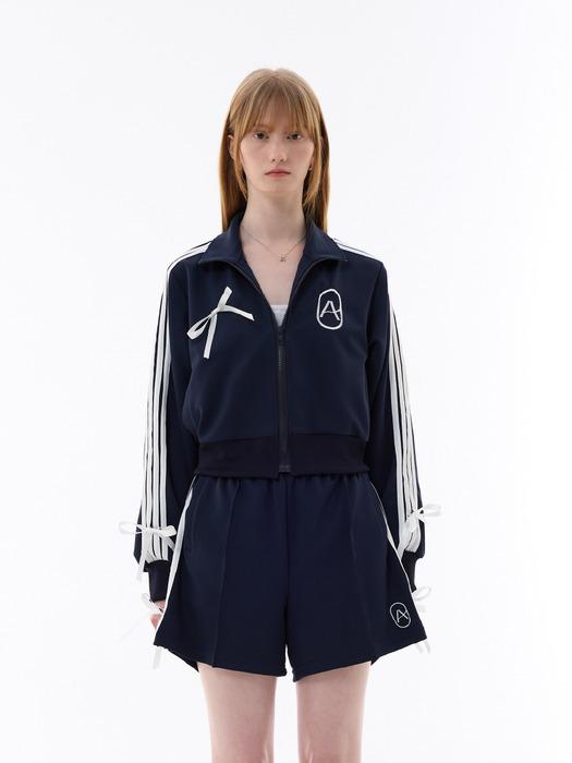 RIBBON JERSEY TRACK TOP / NAVY