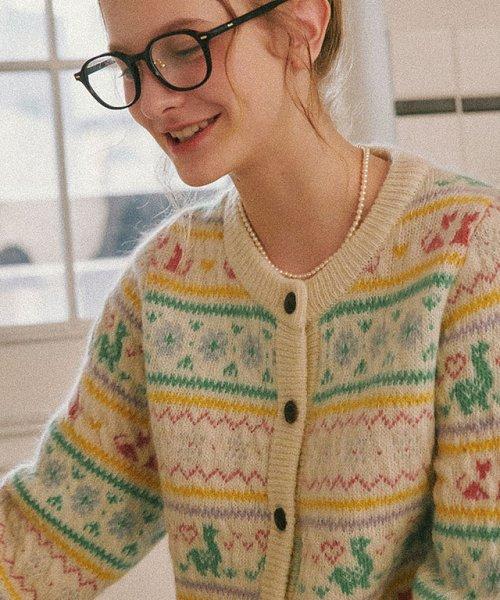 FAIR ISLE KNIT CARDIGAN CREAM