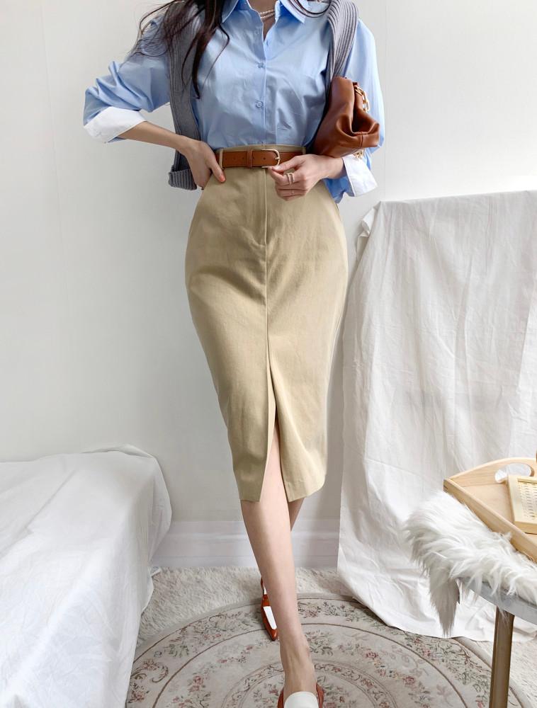 [무료배송] 하스 코튼면 H라인미디스커트