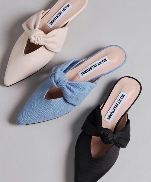 [노아] 리본 포인트 토 뮬 - 3color