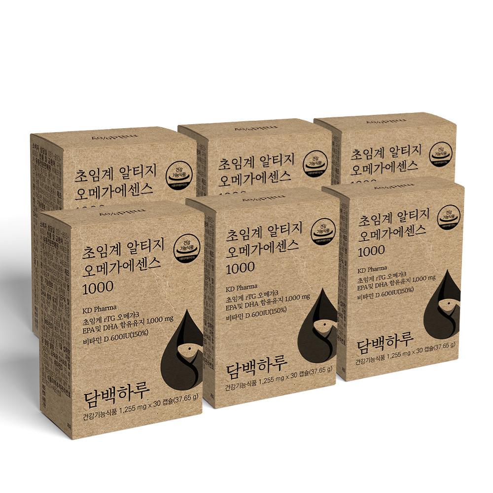 담백하루 초임계 알티지 오메가3 1000 180캡슐 6개월 6박스 비타민D600IU 에센스
