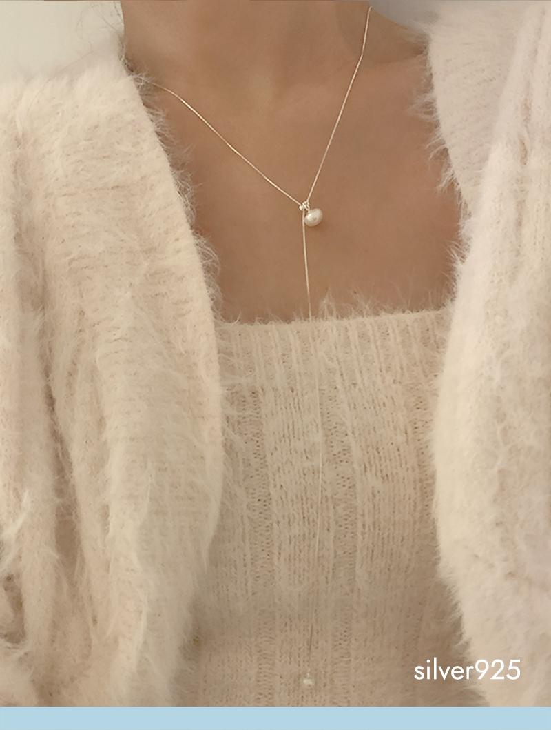 모앳 classic drop pearl necklace (silver925)