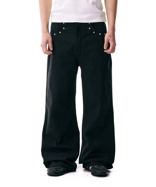 Multi Studded Cotton Pants (Black)