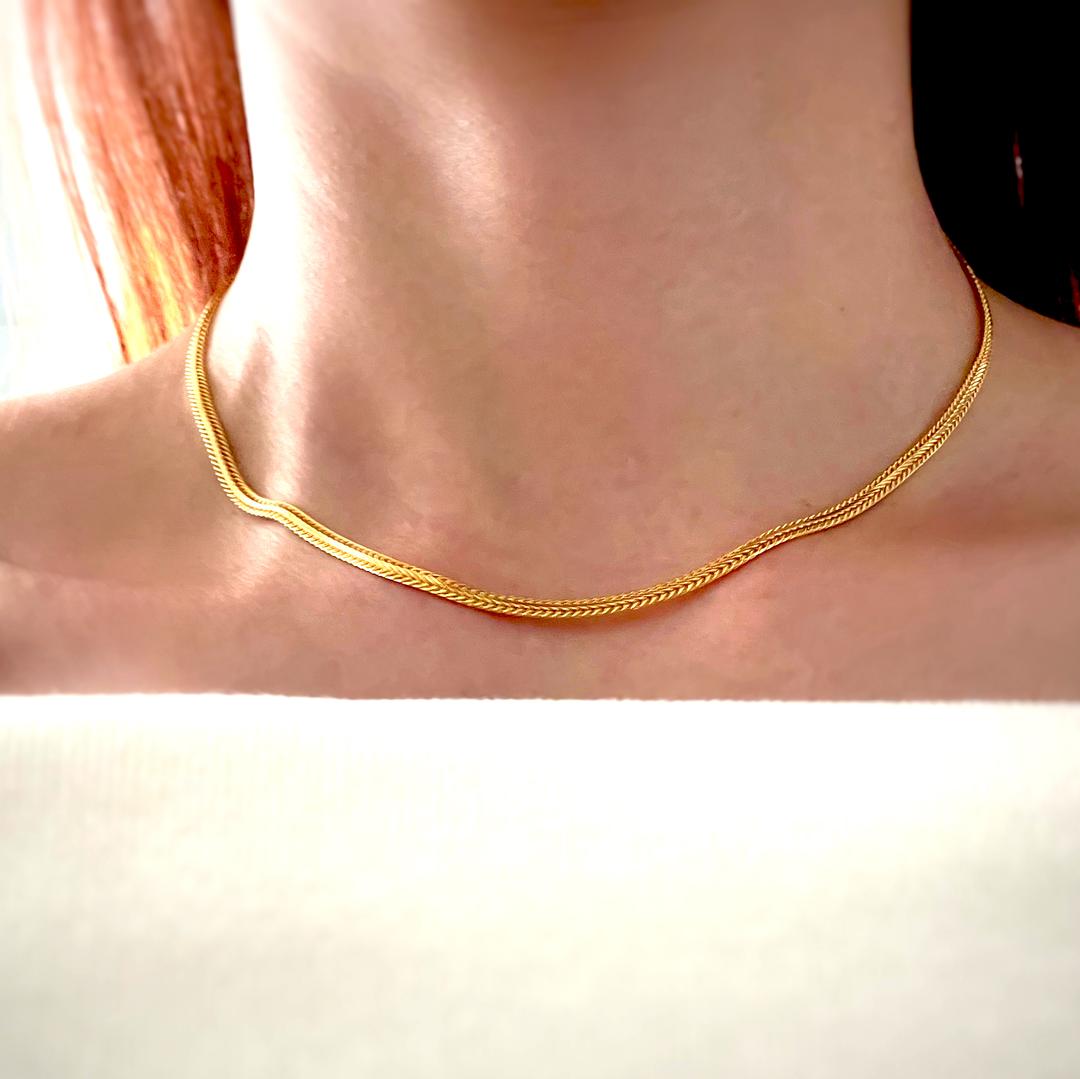 925S 플랫 패턴 스네이크 박스 체인 레이어드 초커 목걸이