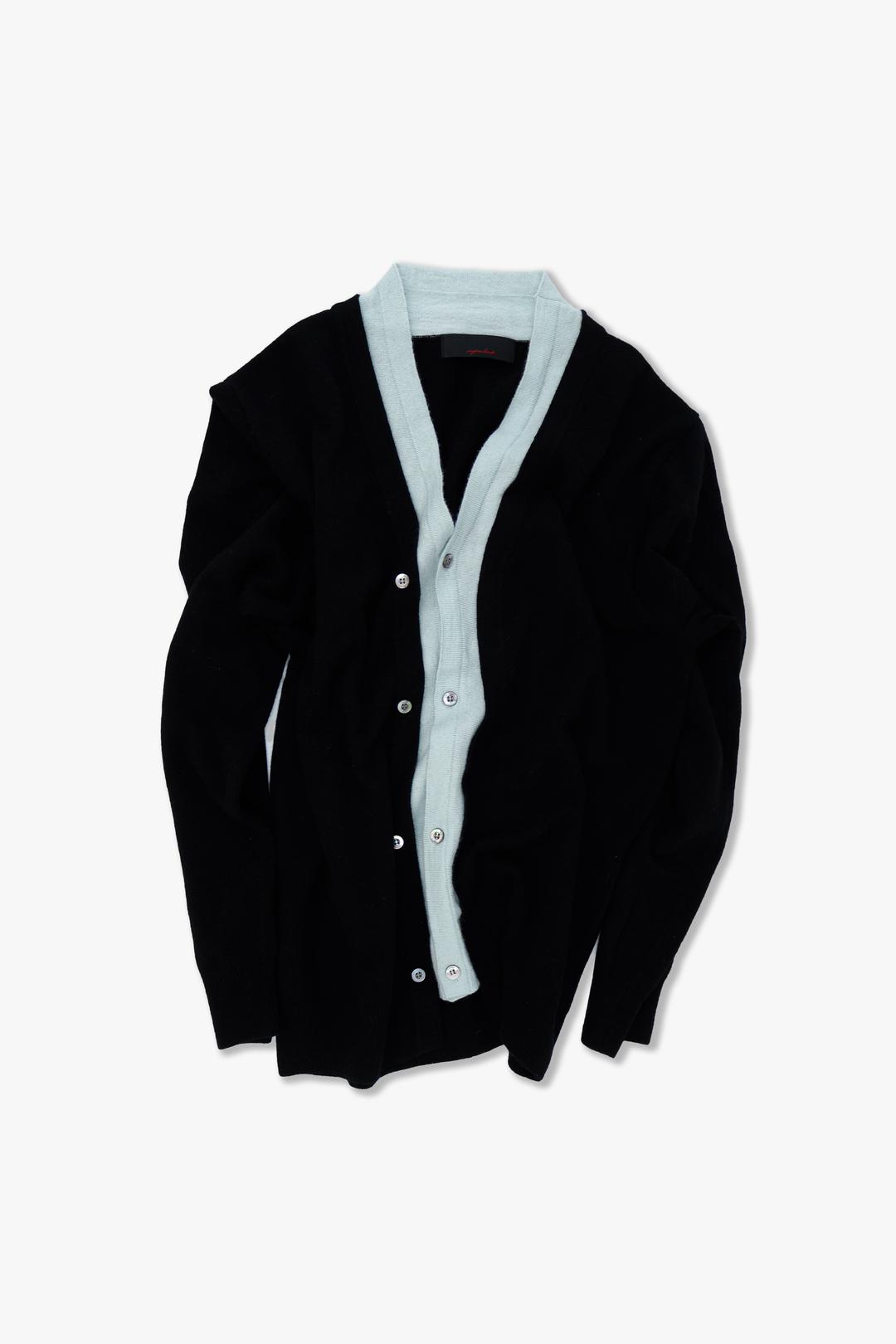 AZA V-NECK CARDIGAN - BLACK