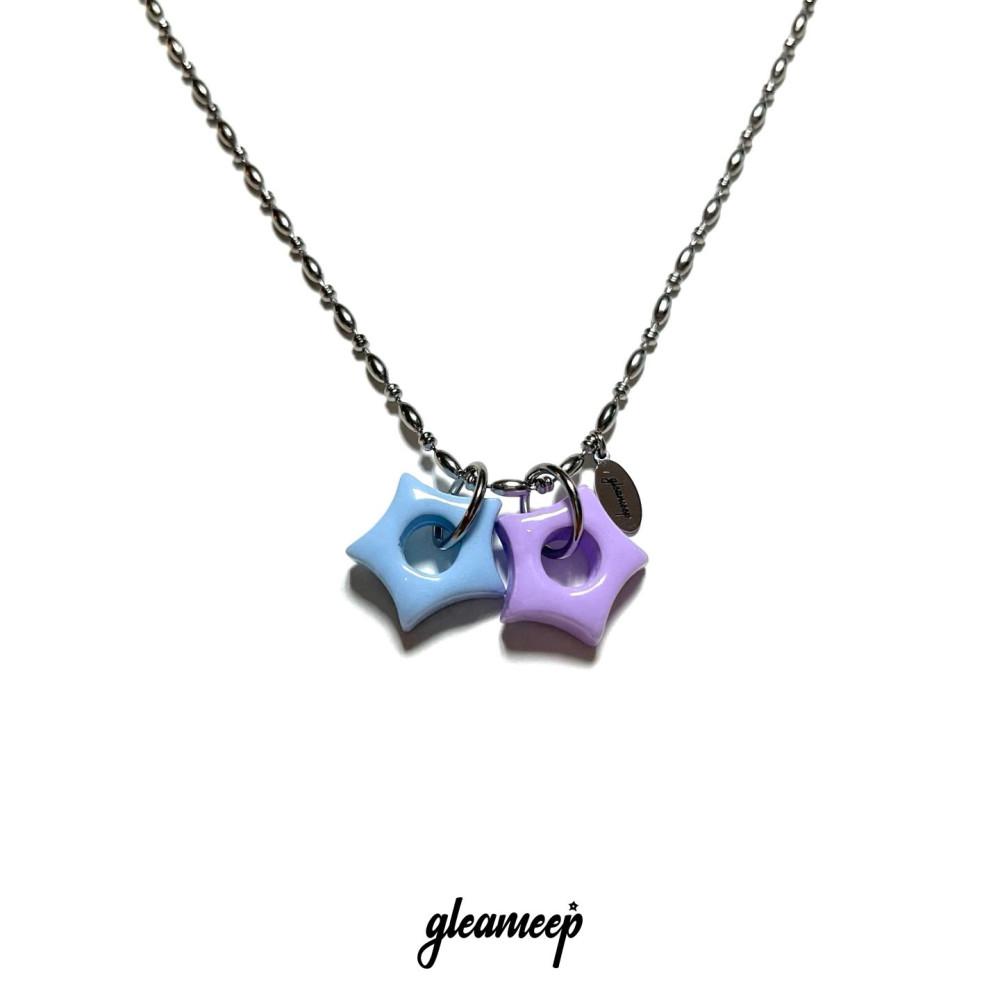 [츄 착용] gleaming twin little star necklace [sky lavender]