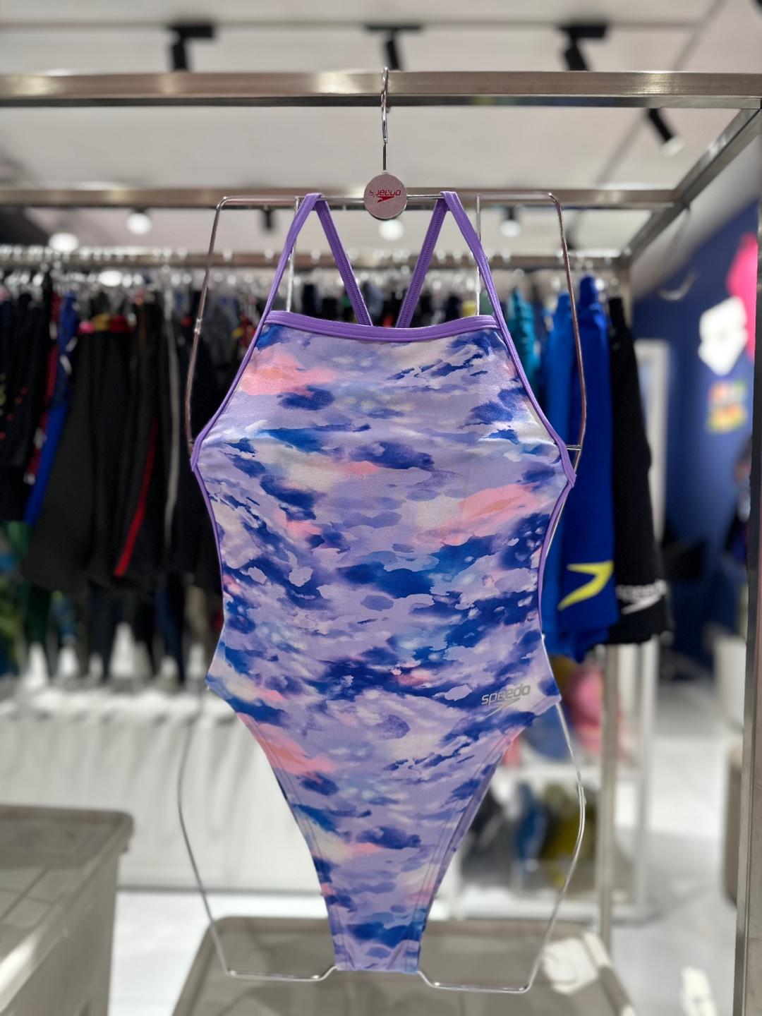 스피도 여성 탄탄이 원피스 디지털 프린트 V백 수영복 (8-1284315166) - [PURPLE]