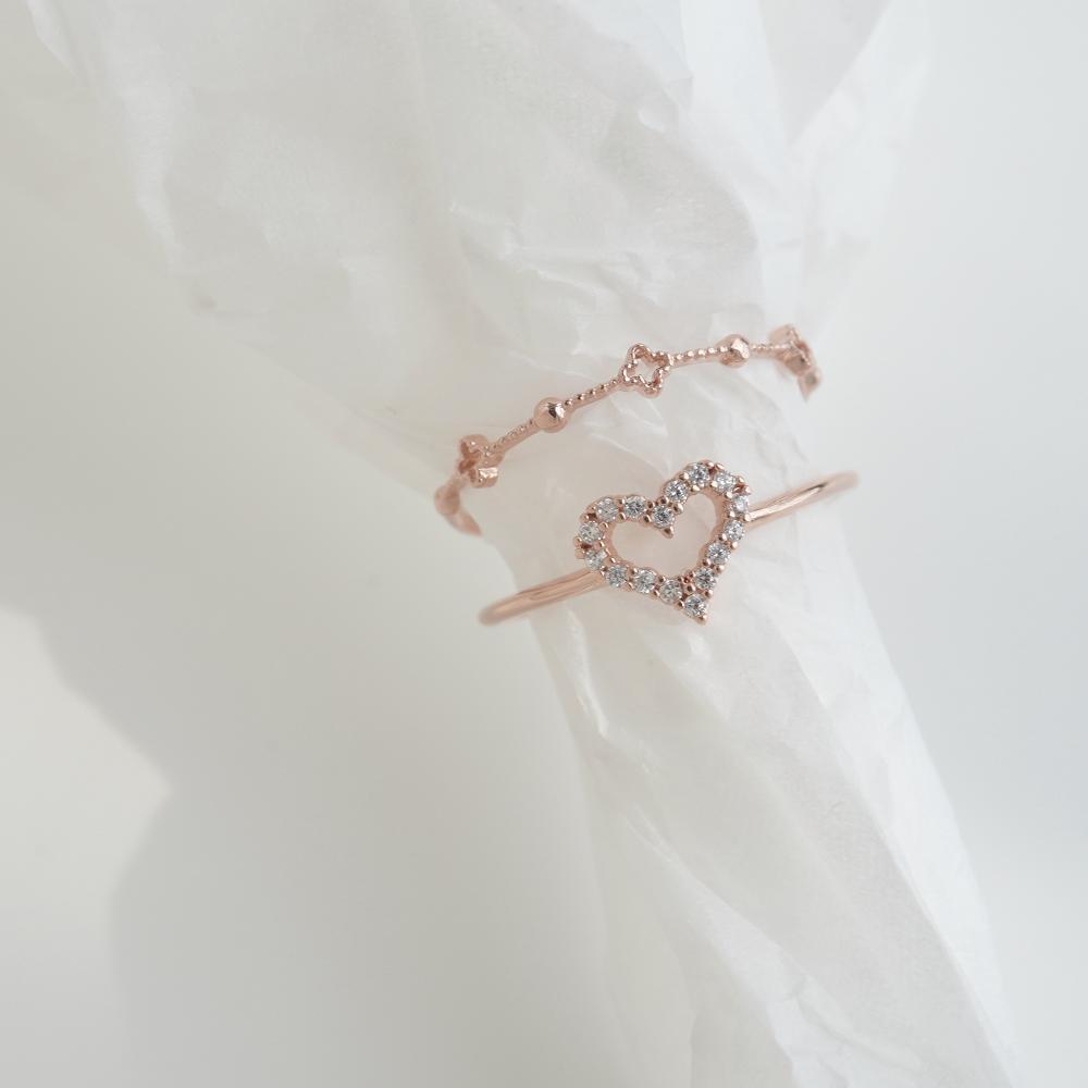 실버925 크로바 볼 실반지 (실버,로즈골드)