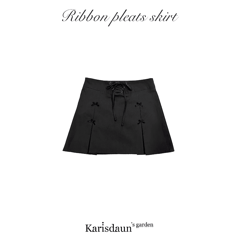 (Pre-order) Ribbon pleats skirt