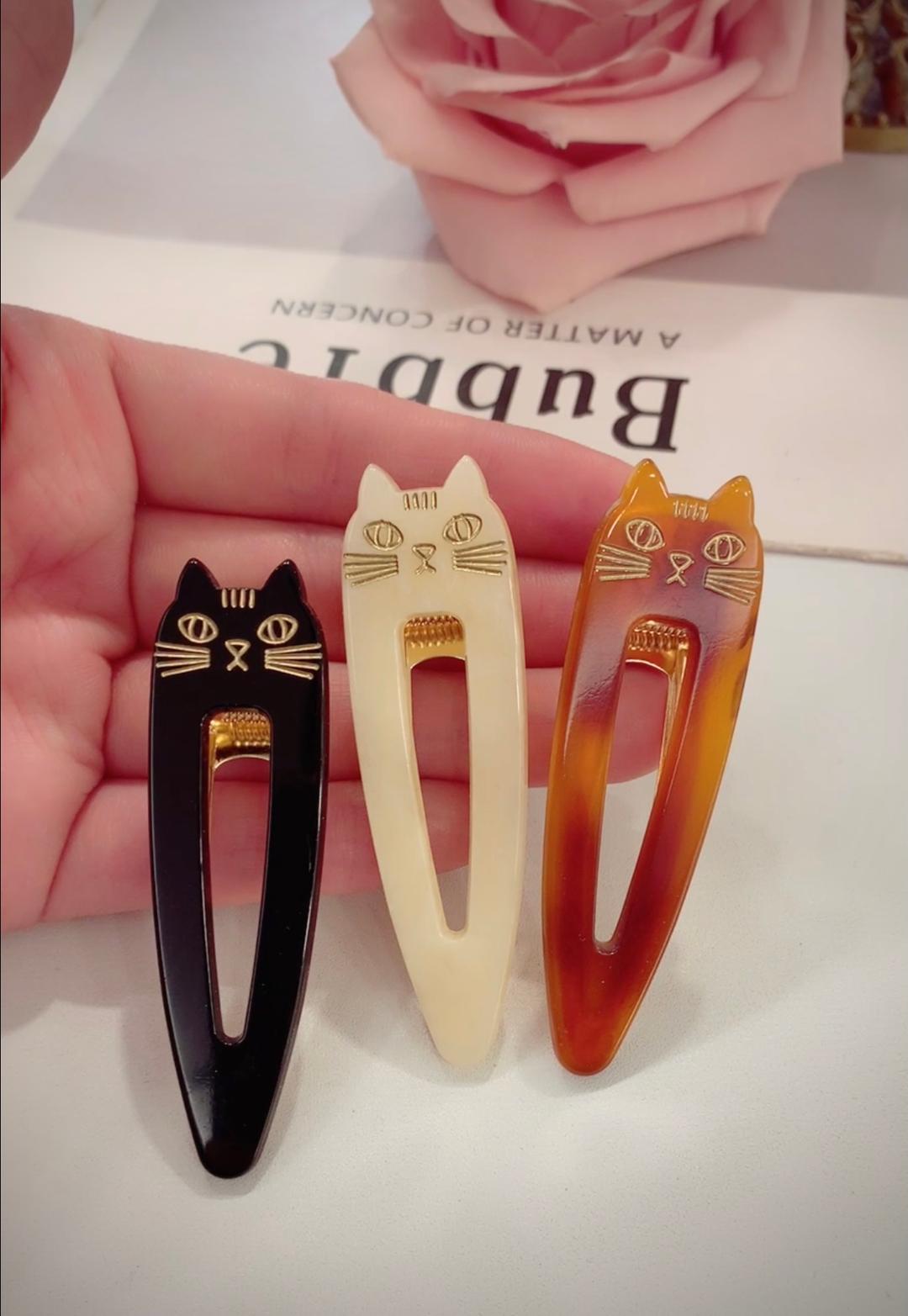(무배,3set) 고양이세마리 귀여운 포인트 집게핀