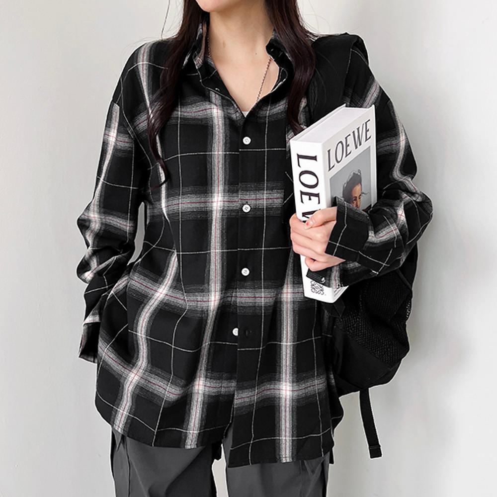남녀공용셔츠 데일리잇템 루즈오버핏 포인트 기획 체크셔츠