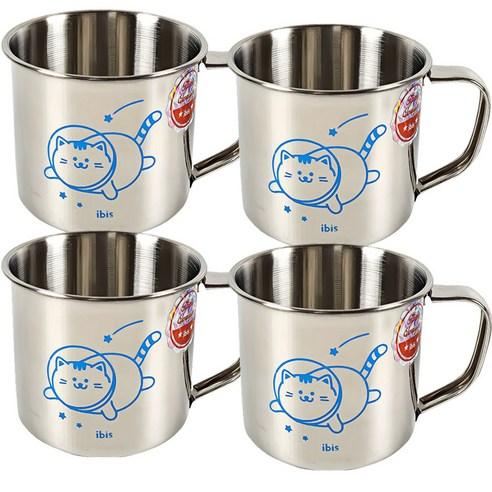아이비스 스텐컵 250ml, 블루 우주고양이, 4개 - 물컵/주스컵 | 쿠팡