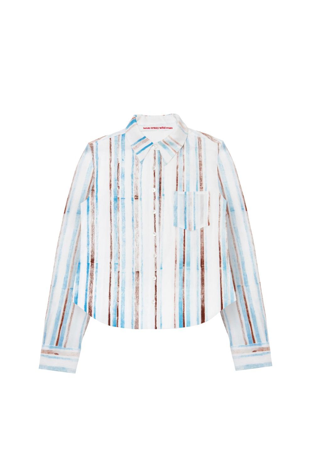 DRAWING CROP SHIRT Blue Striped