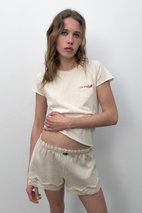 레이스 배색 쇼츠