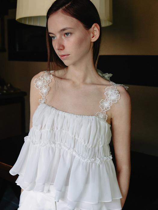 DELPHINIUM CHIFFON SHIRRING TOP_TT5S210IV