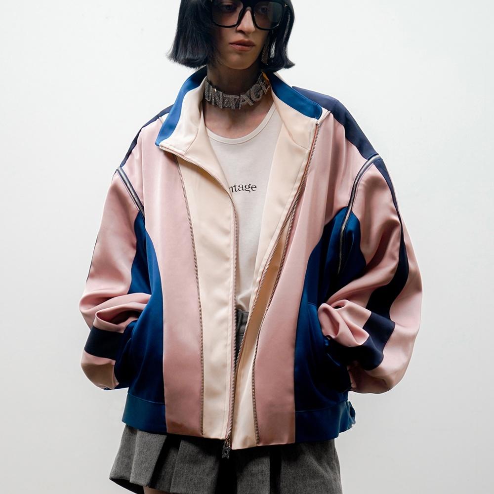 멀티 집업 오버사이즈 트랙 자켓[Pink(UNISEX)]_UTO-SS04