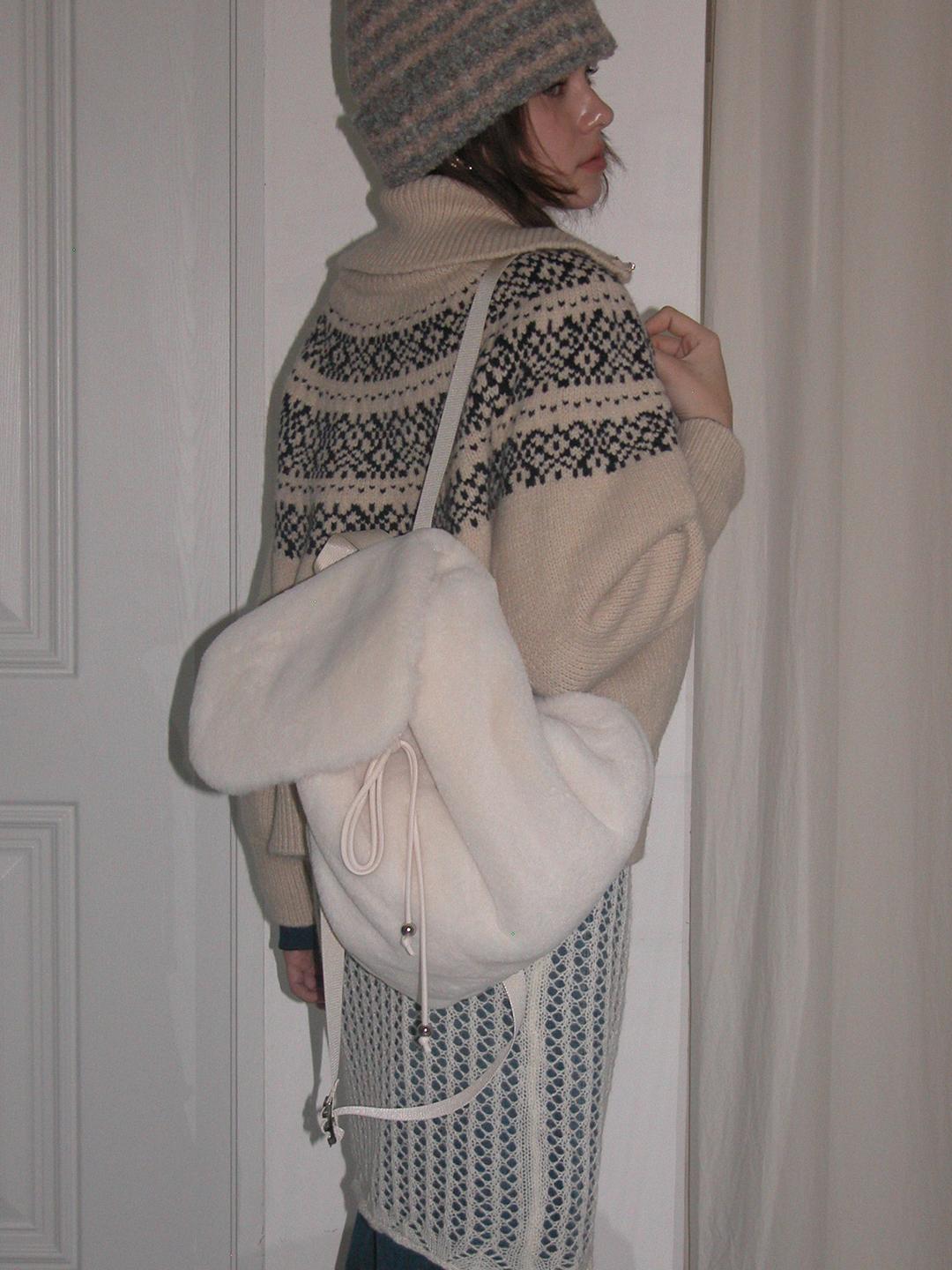 Soft Fur Backpack_Ivory