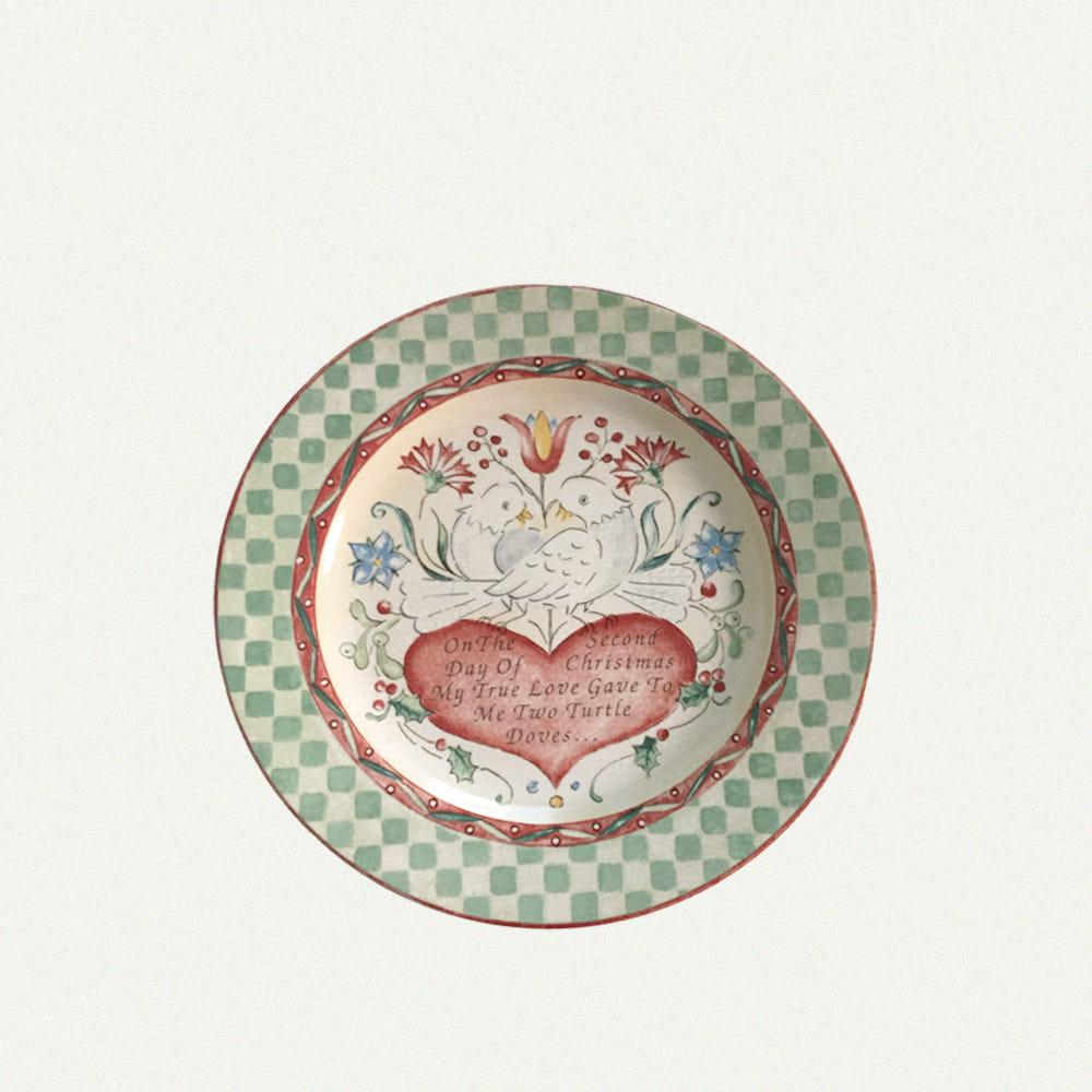 (오아페 빈티지) 평화로운 새들의 크리스마스 샐러드 플레이트 christmas of peaceful birds salad plate
