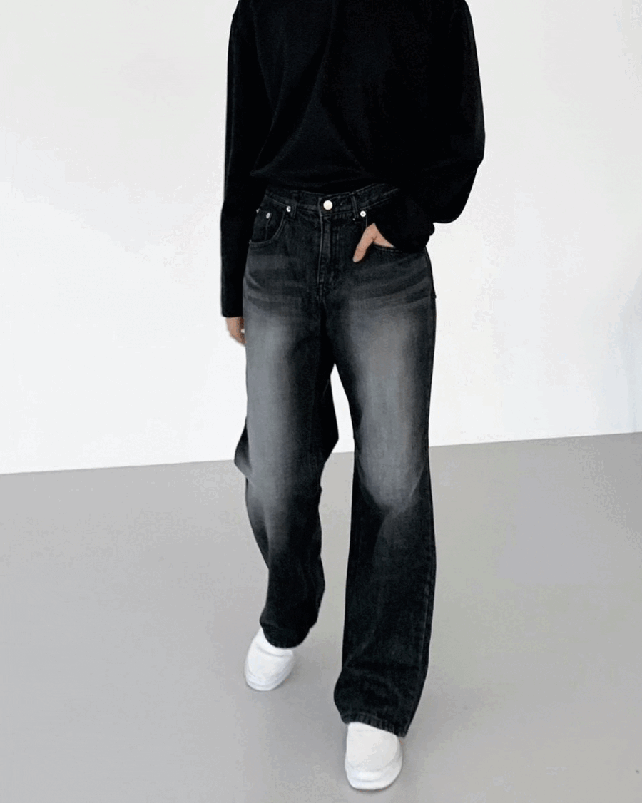 (주문폭주) slab milk black denim pants