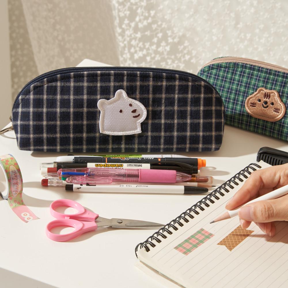 [촘촘] 다람이 필통 핸드메이드 대용량 페브릭 켄버스 빈티지 삼각필통 파우치 펜케이스