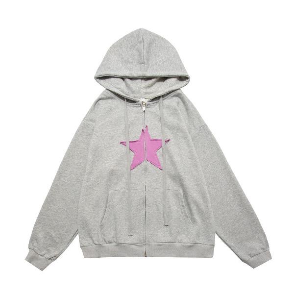 가바바 남녀공용 지퍼에 별 자수가 새겨진 후드집업 G78129