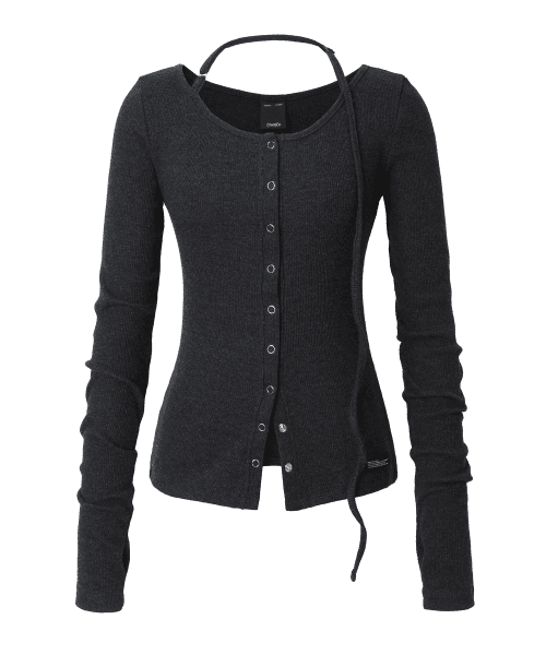 Buckle Strap Cardigan (charcoal)