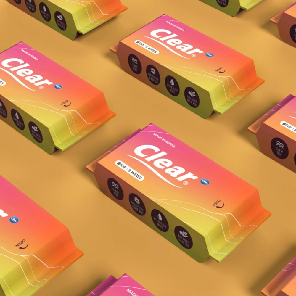 [CLEAR] 미니 포켓 물티슈 8매 25팩 등교 산책 등산 백패킹 휴대용티슈