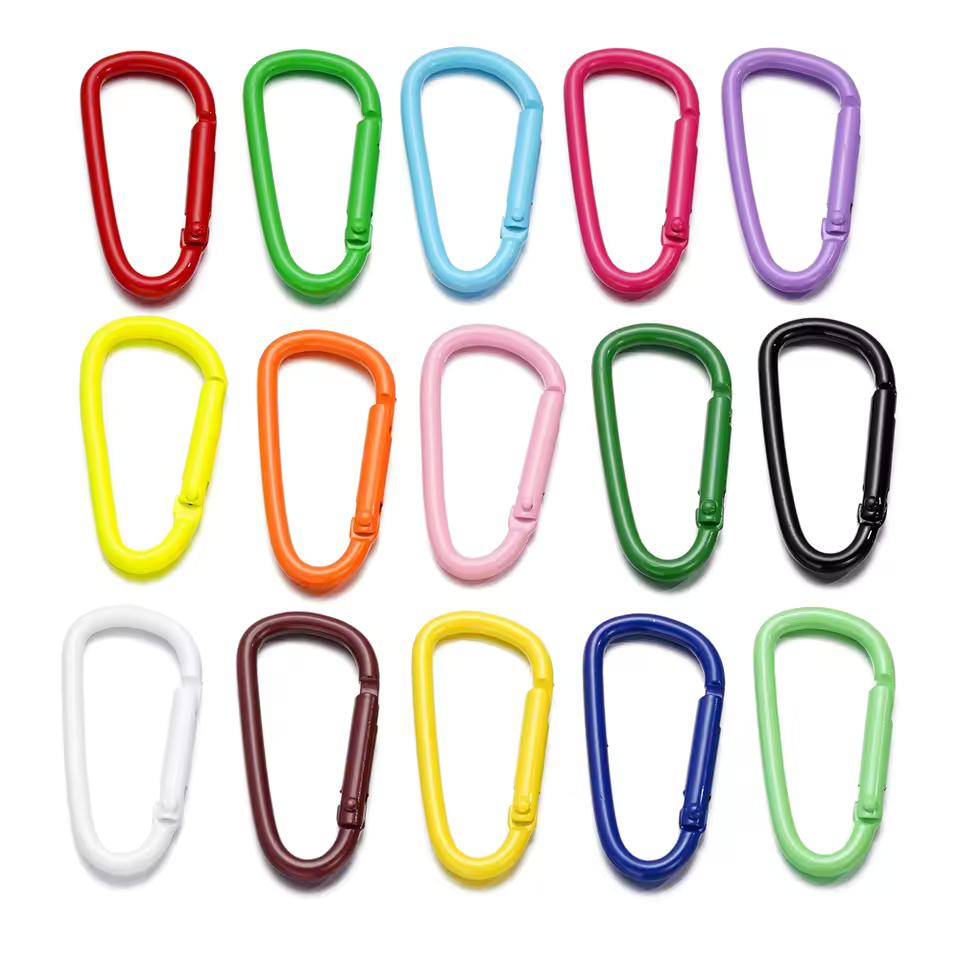5 개/몫 46x23mm D Carabiner 후크 쥬얼리 키 링 커넥터를 만들기위한 다채로운 합금 키 체인 스냅 클립 후크 DIY 결과