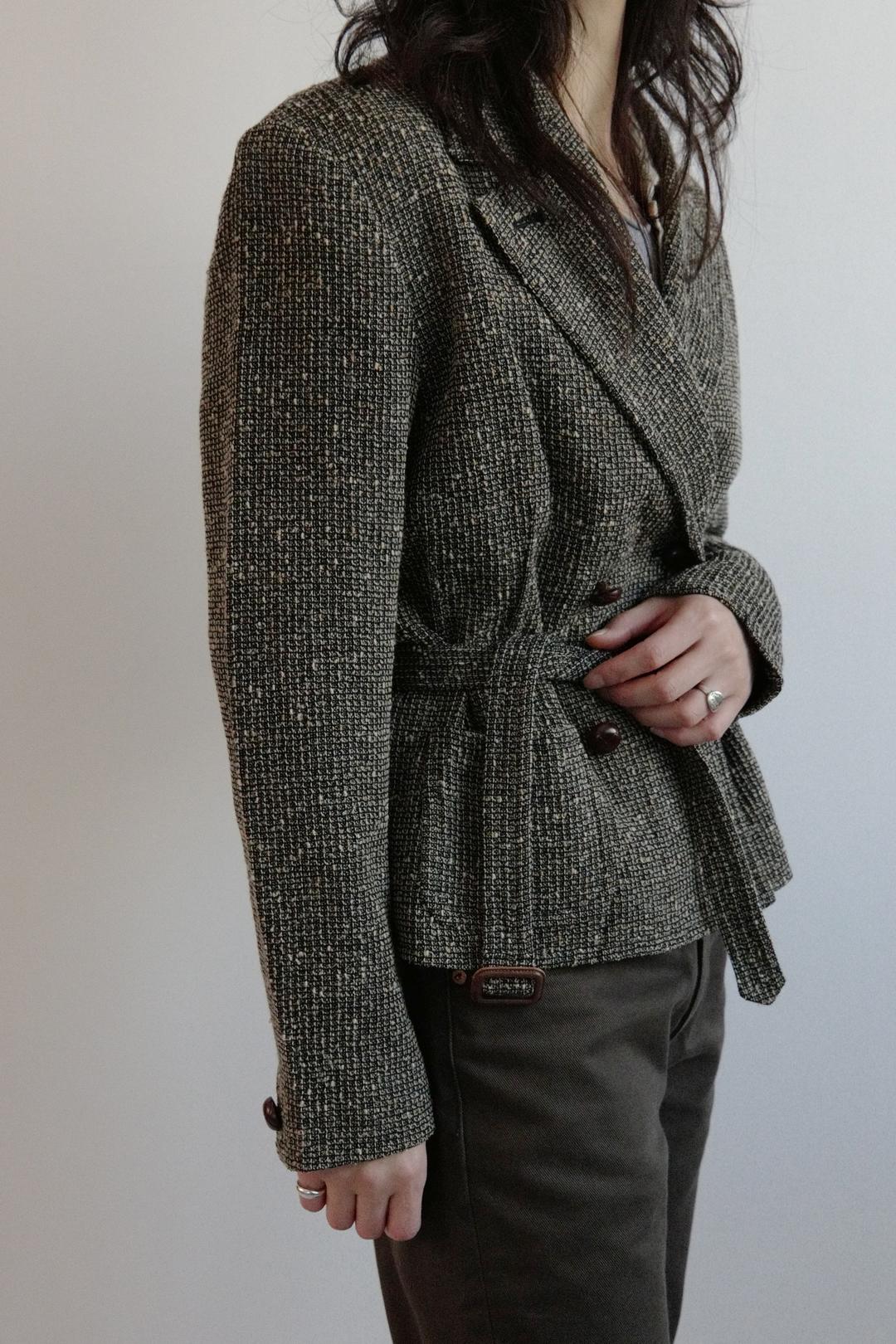 vintage tweed belted jacket