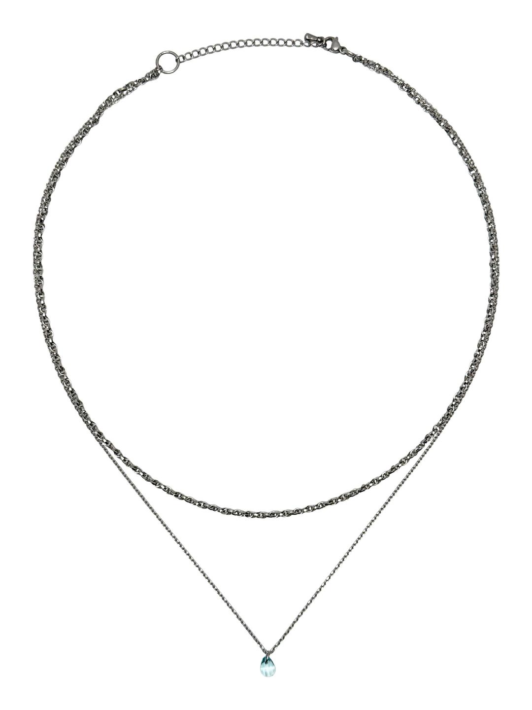 Waterdrop crystal layered necklace