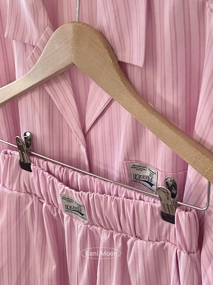 젤라또 스트라이프 긴팔 잠옷 세트 홈웨어 : 라니문