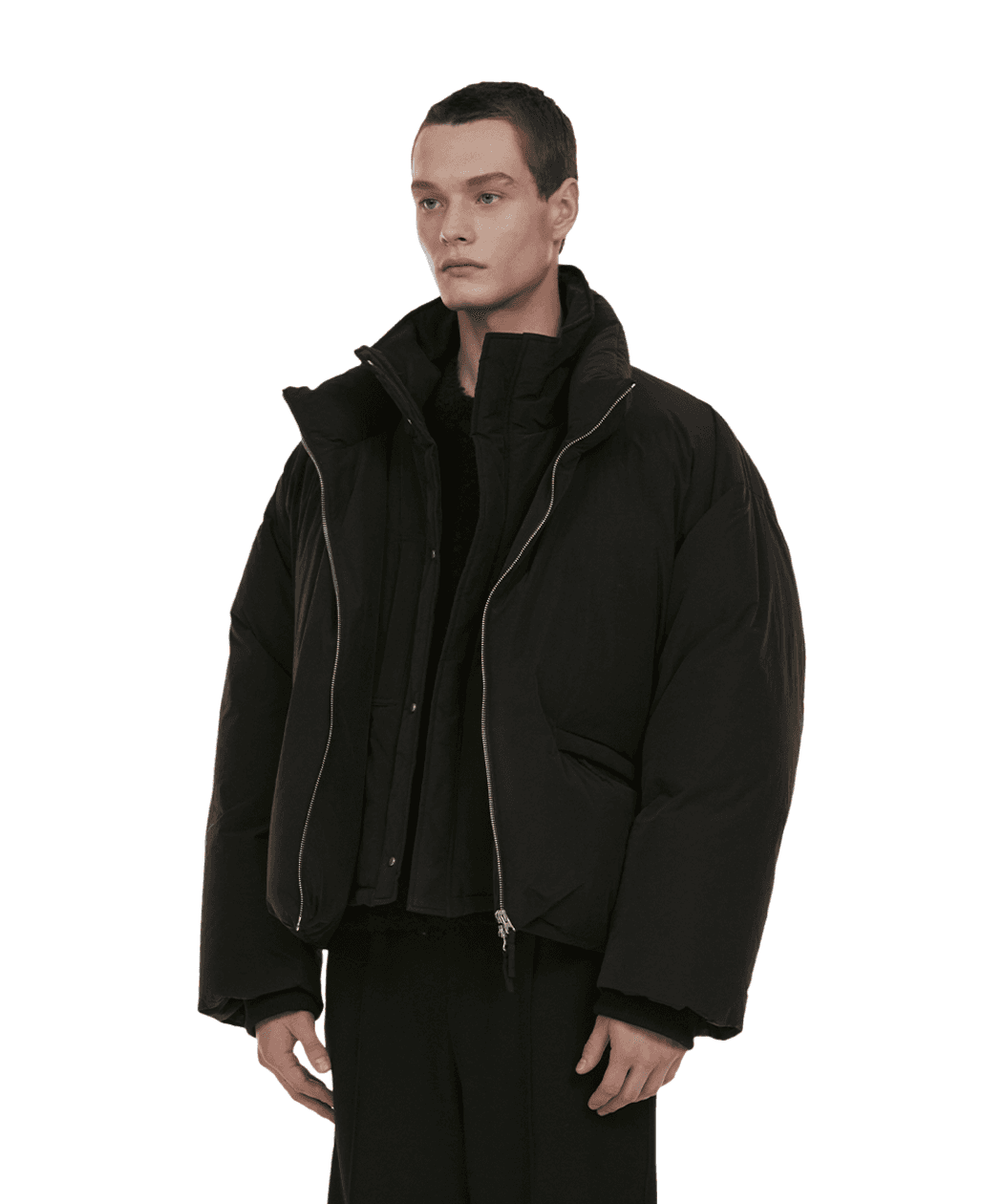 레이어드 프리미엄 다운 패딩_블랙