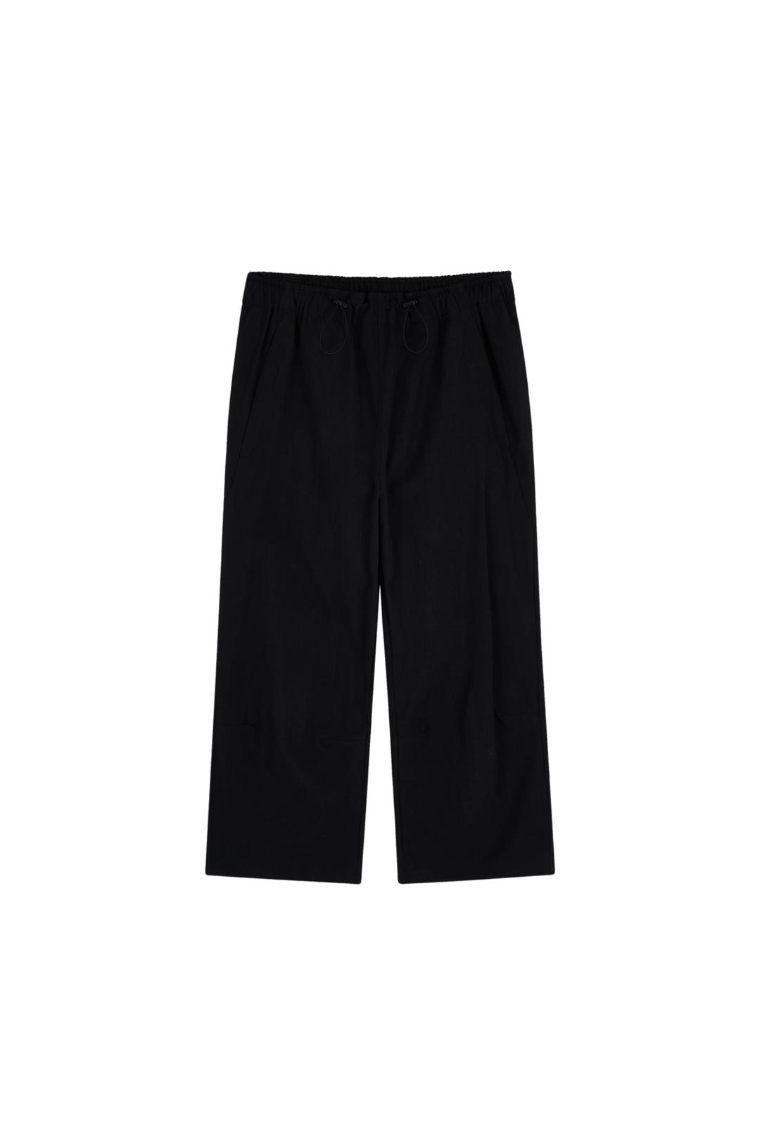 COTTON NYLON CROPPED PANTS (BLACK)