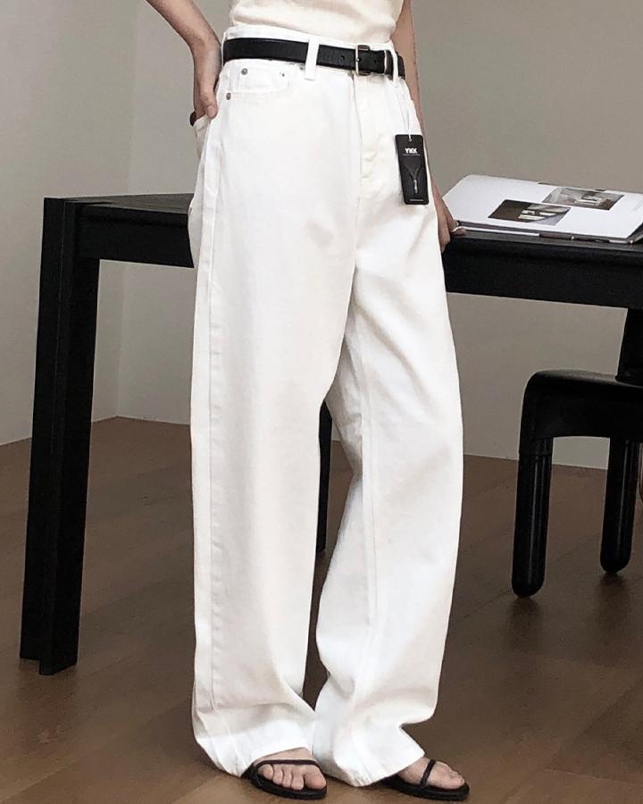 디투링크 르버터 클래식 뮤 데님 블랙 화이트 통일자 코튼 여성 스트레이트 와이드 팬츠(88040)